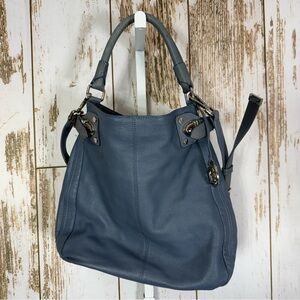 Kenneth Cole, Slate Blue Hobo Shoulder Bag. Dusk Blue Leather. With Dust Cover